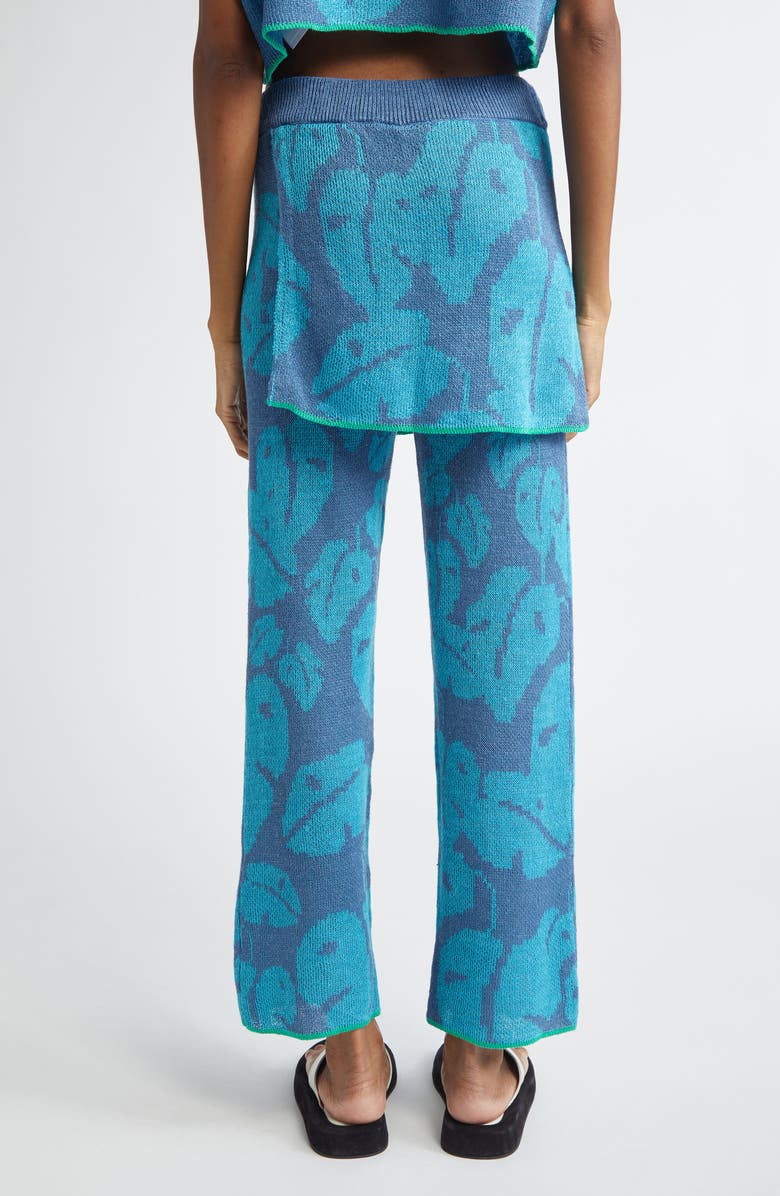 YanYan Monstera Jacquard Baggy Linen Skirt Pants, Alternate, color, 
