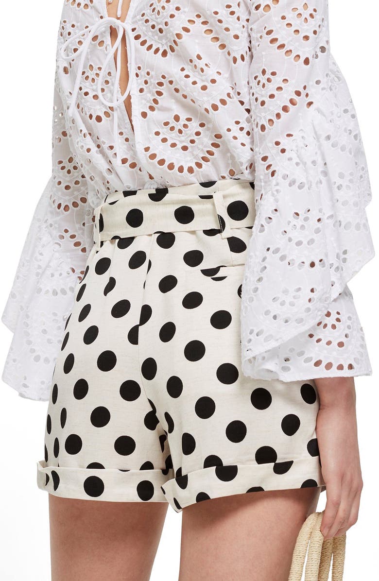 Topshop Polka Dot Shorts, Alternate, color,