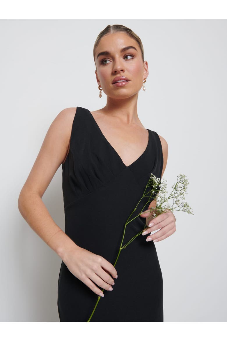 Esmee Crepe Maxi Bridesmaid Dress, Alternate, color, Black