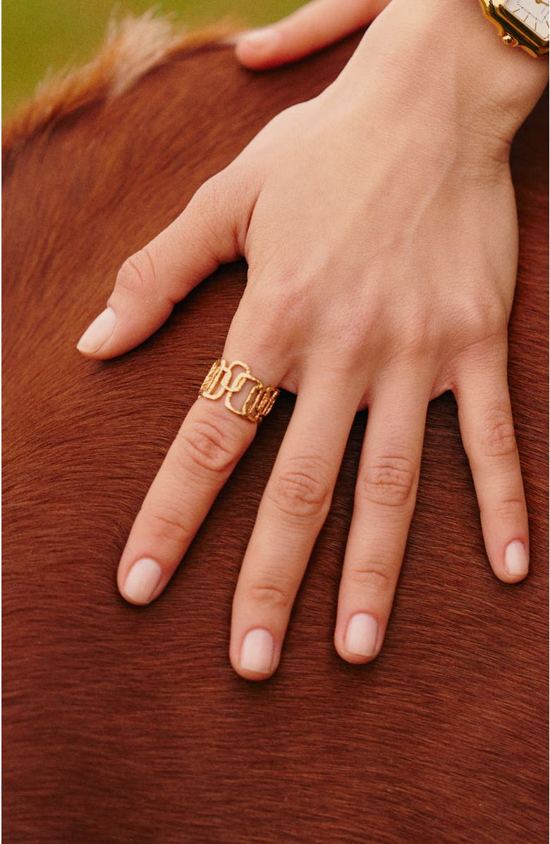 RETRO CHIC Roman Arc Golden Ring, Alternate, color, Gold