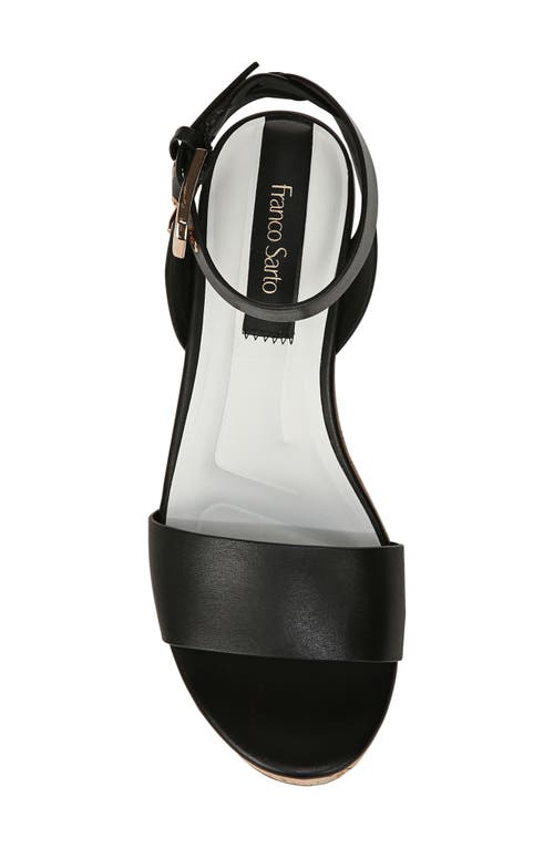 Franco Sarto Presley Womens Leather Ankle Strap Wedge Sandals In Black