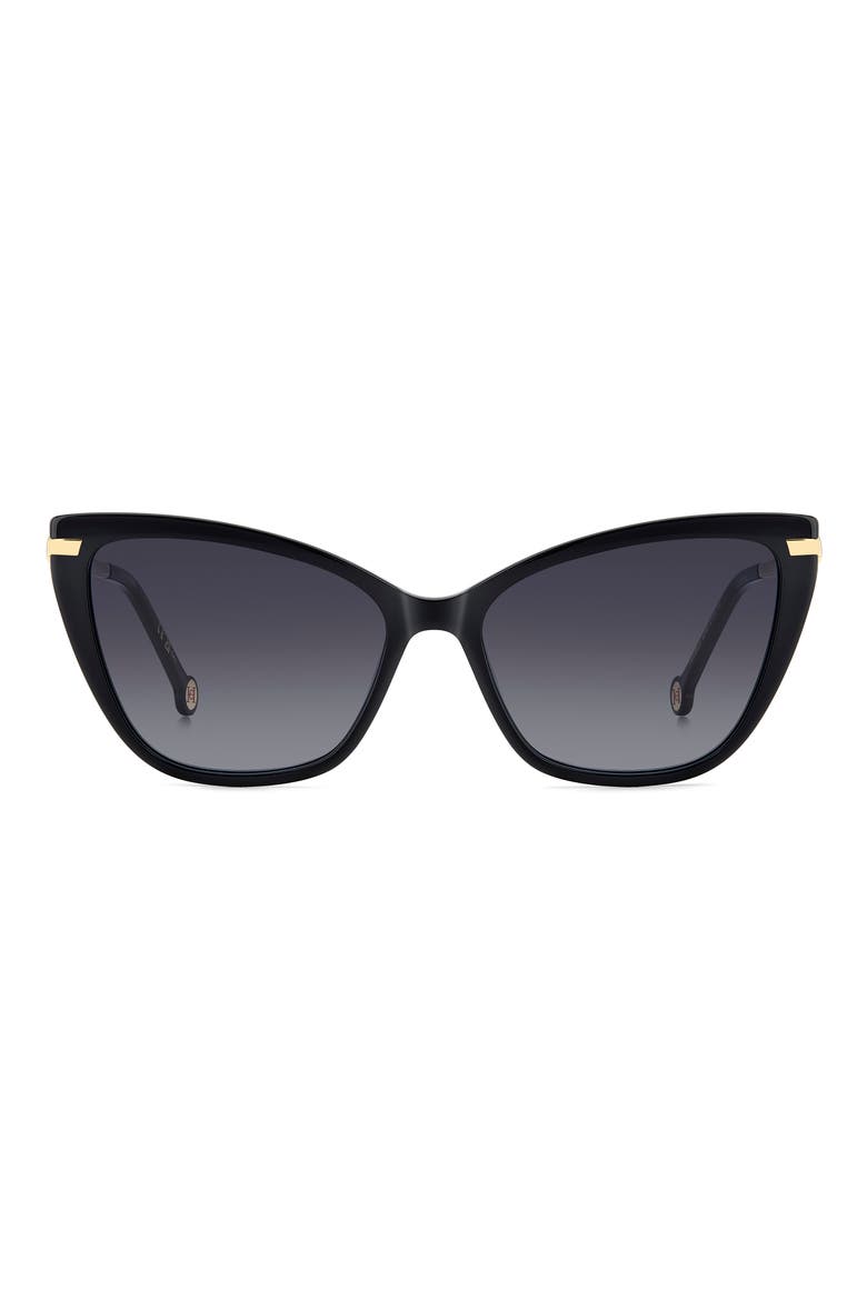 55mm Gradient Rectangular Sunglasses, Main, color, BLACK/ DARK GREY SF