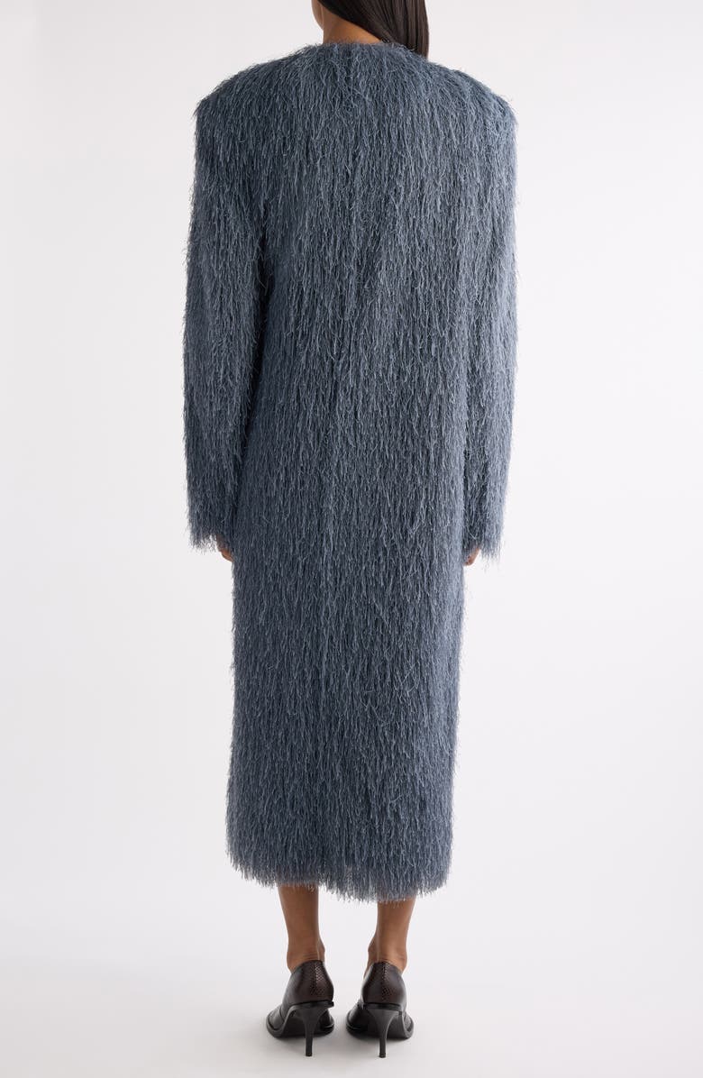 Dries Van Noten Rivla Eyelash Fringe Wrap Coat, Alternate, color, Dark Grey
