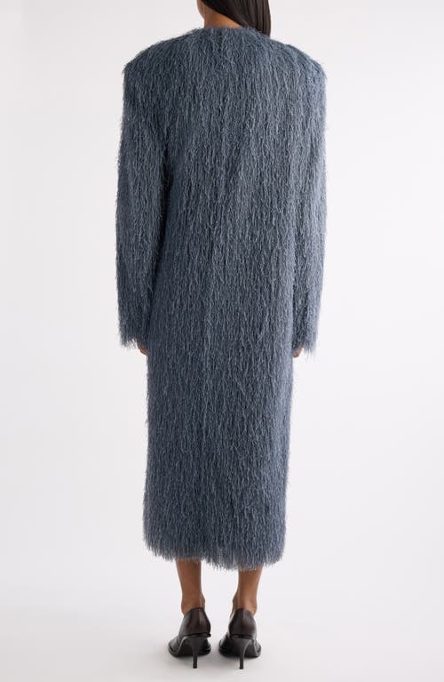 Dries Van Noten Rivla Eyelash Fringe Wrap Coat In Gray