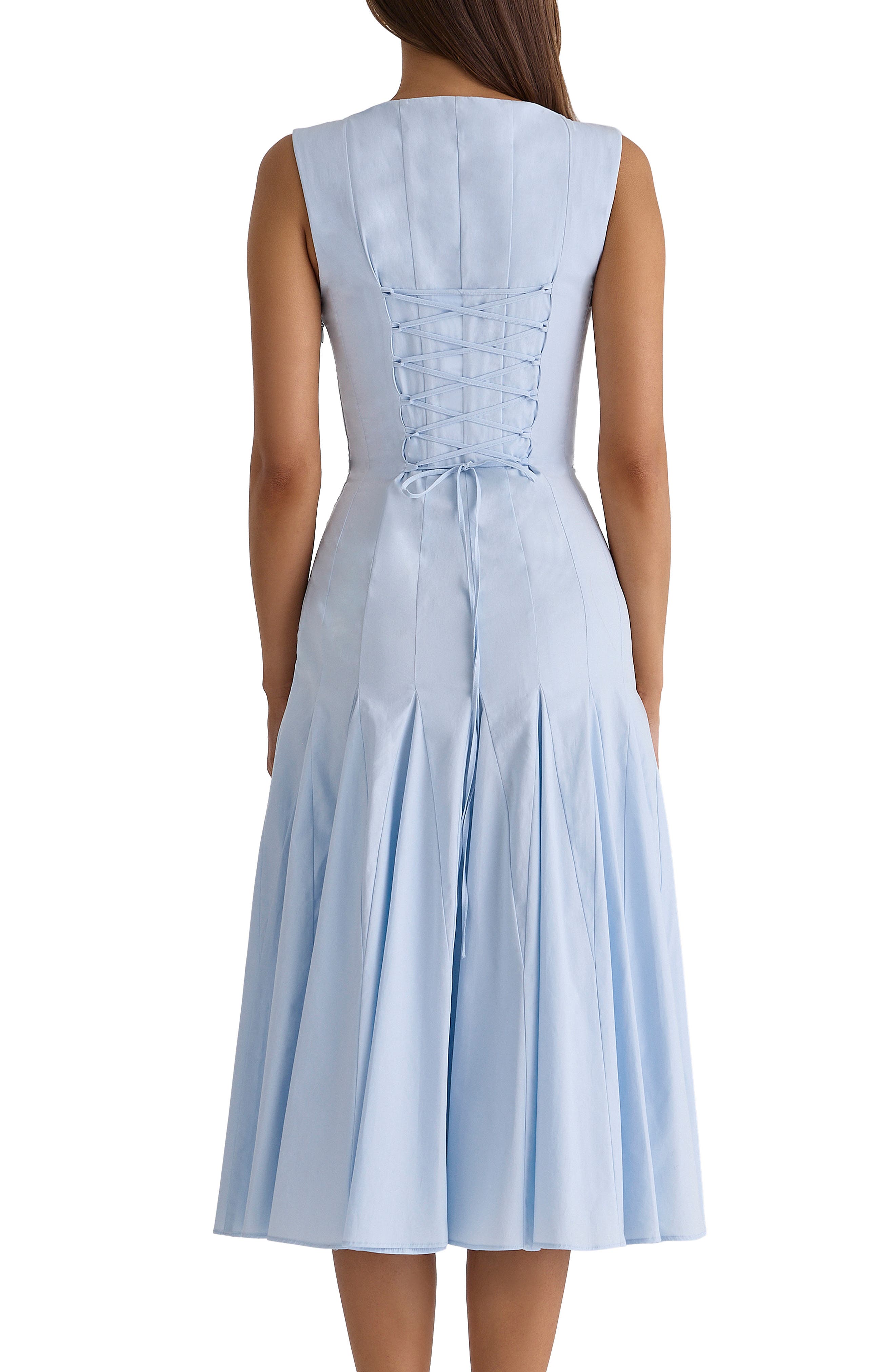 flare box pleat dress Square Neck Ball Gown With Box Pleats and Thick Straps 45213