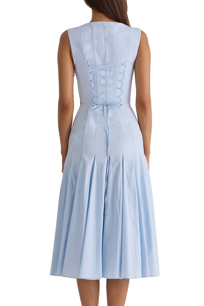 Soretta Pleated Lace-Up Fit & Flare Cocktail Dress, Alternate, color, BLUE