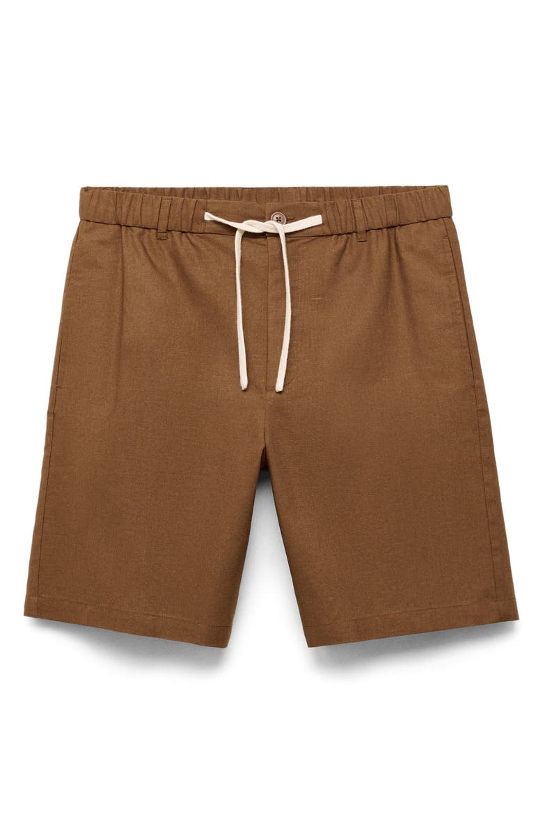 MANGO Cotton & Linen Bermuda Shorts, Alternate, color, Tobacco Brown