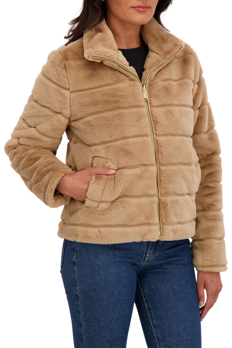 Faux Fur Short Jacket, Alternate, color, CAMEL