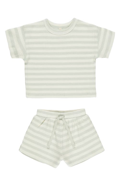 Quincy Mae Waffle Knit Organic Cotton T-shirt & Shorts Set In Gray