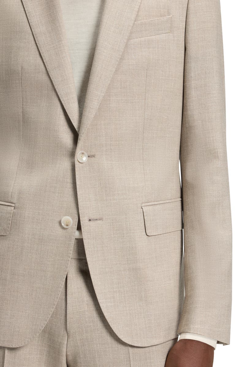BOSS x Beckham Tan Mélange Suit, Alternate, color, Beige