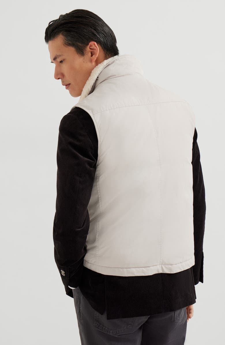 Brunello Cucinelli Techno satin down vest, Alternate, color, Panama