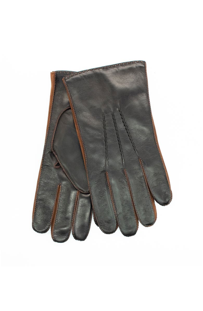 Portolano Leather gloves with cashmere lining, Alternate, color, Chocolate Brown/Tobacco