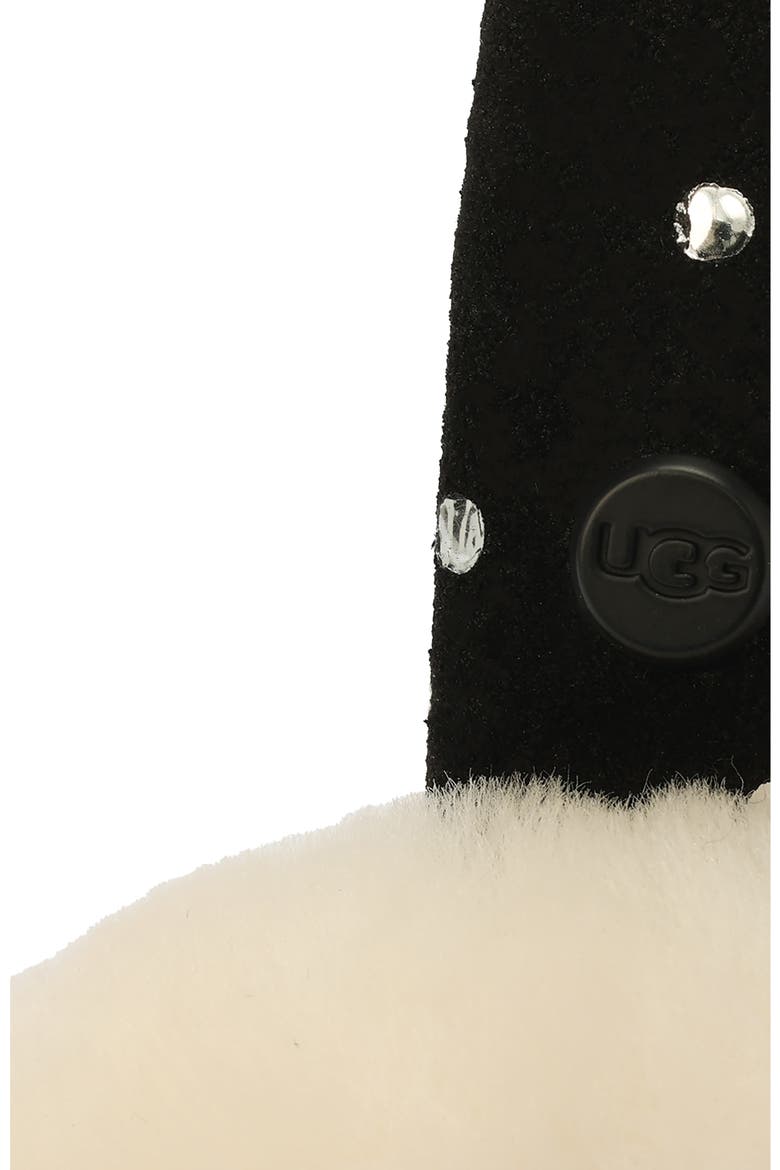 Metallic Dot Genuine Shearling Earmuffs, Alternate, color, BLACK