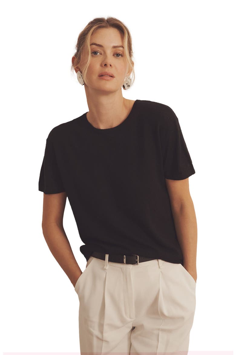 Super Fine Cashmere T-Shirt, Alternate, color, Black