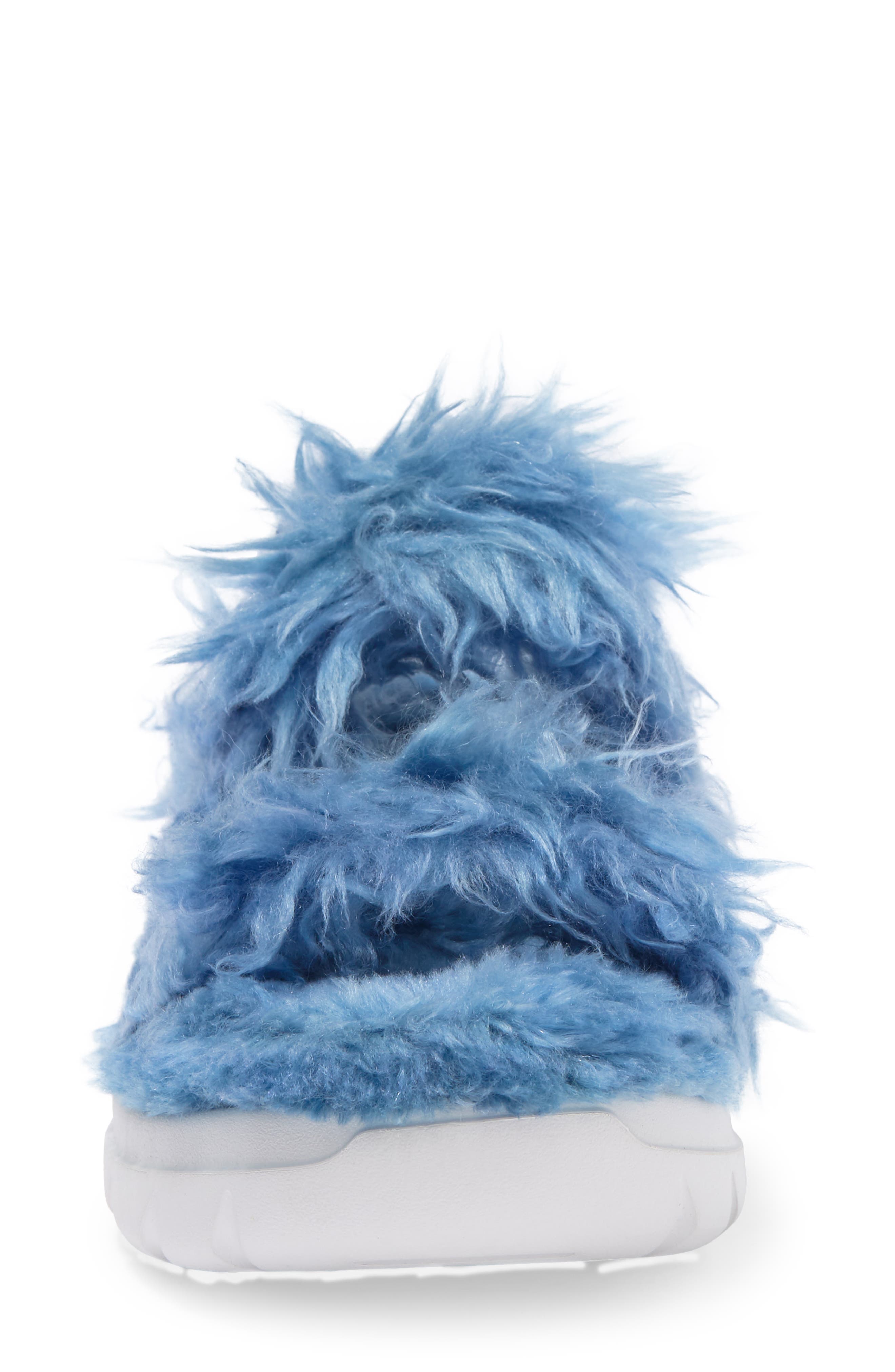 Fluff Sugar Faux Fur Sandal, Alternate, color, BLUE
