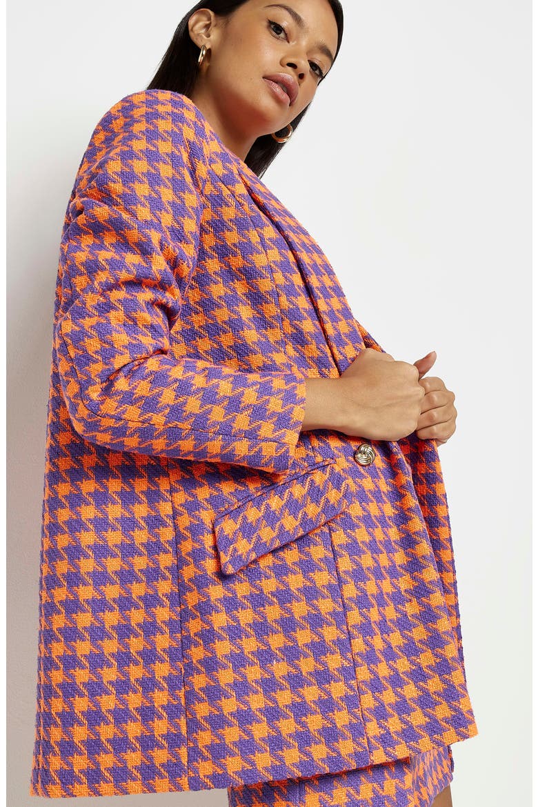 Houndstooth Bouclé Blazer, Alternate, color, ORANGE