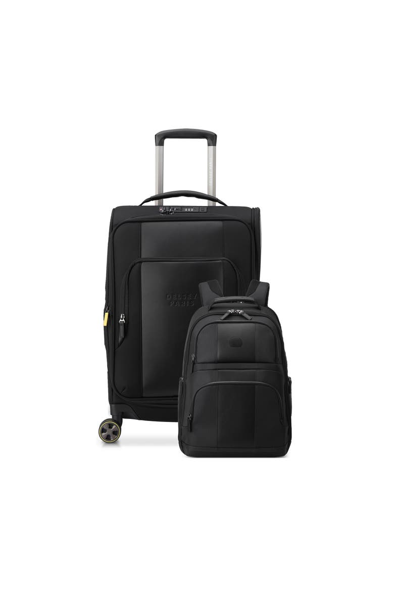 Wagram 2 Piece Set - 20" Carry-On Spinner & 15.6" Laptop Backpack, Main, color, Black