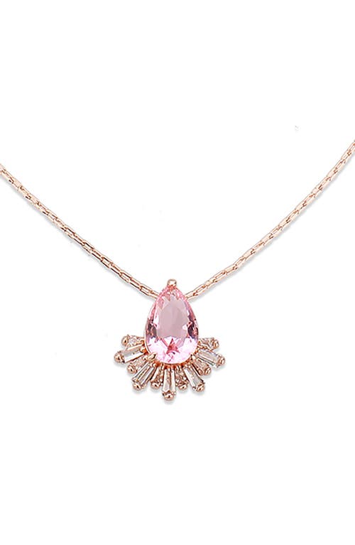 Covet Pink Deco Cz Pendant Necklace In Pink