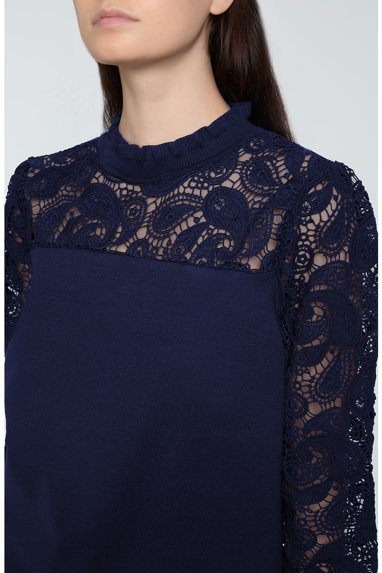 The Felicity Floral Lace Detail Sweater, Alternate, color, DAPHNE BLUE
