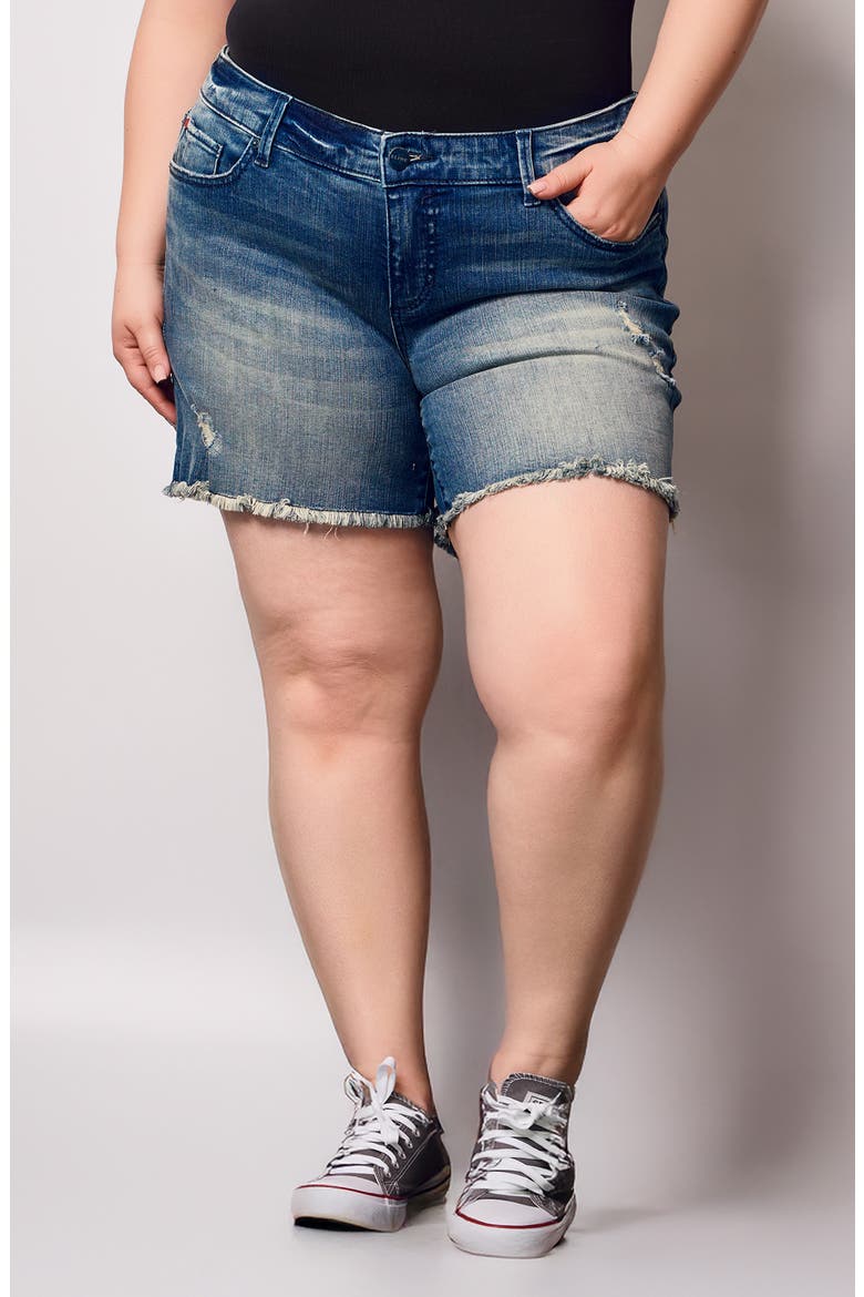 Frayed Denim Shorts, Main, color, ZOEY