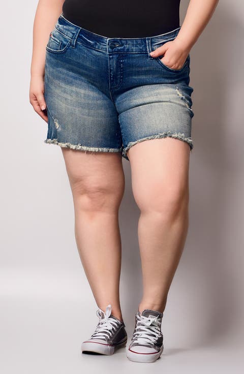 Frayed Denim Shorts (Zoey) (Plus)
