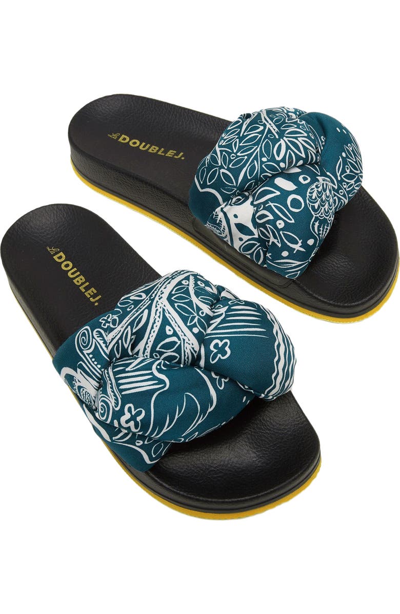 La DoubleJ Treccia Slides Ionic Blue Petro, Alternate, color, Ionic Blue Petro