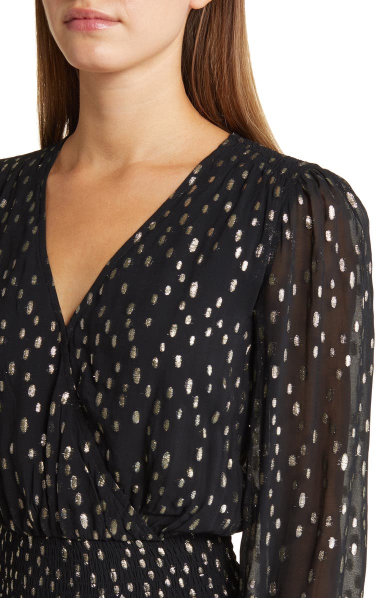 Lilly Pulitzer<sup>®</sup> Cristiana Dot Fil Coupé Long Sleeve Midi Dress, Alternate, color, 