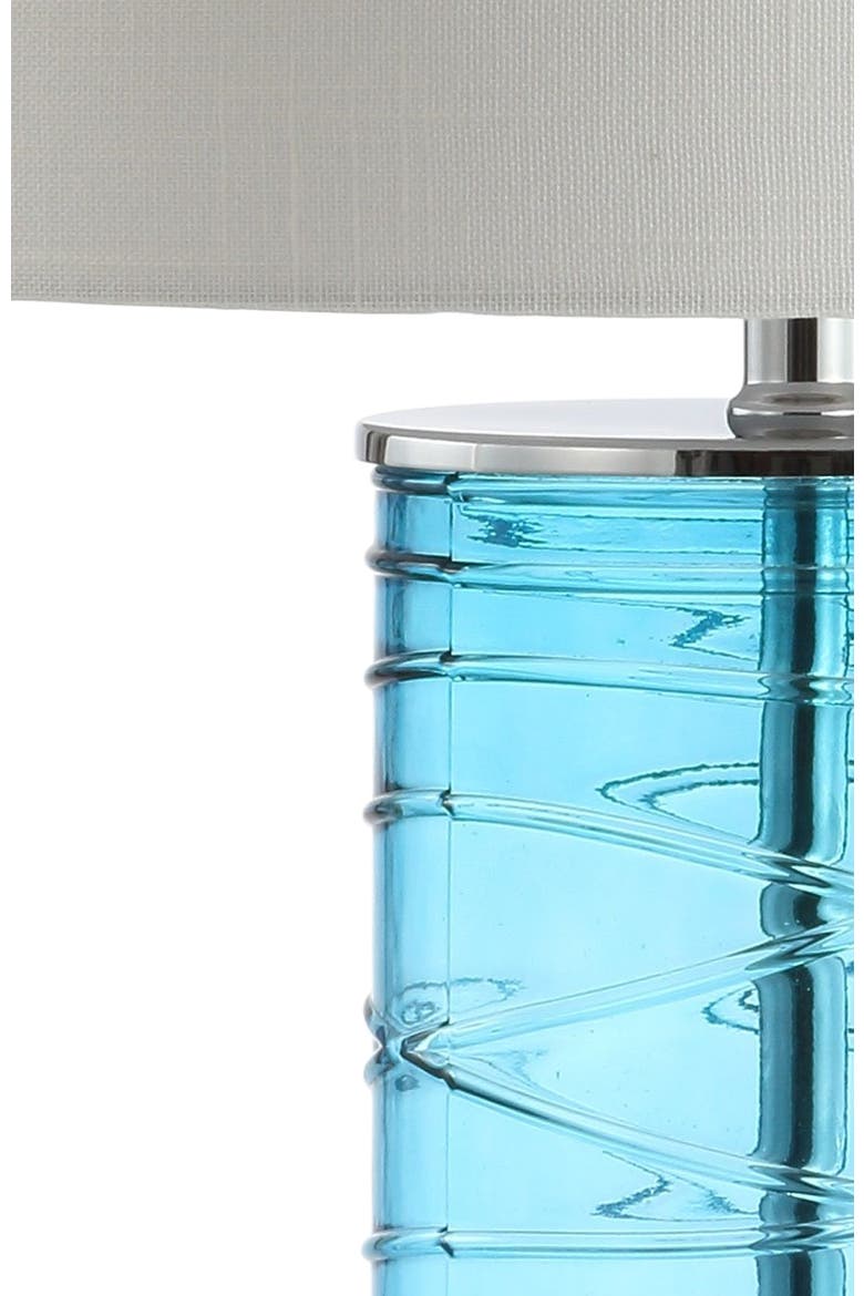 Cole 27.5" Modern Fused Glass Cylinder LED Table Lamp, Alternate, color, Turquoise