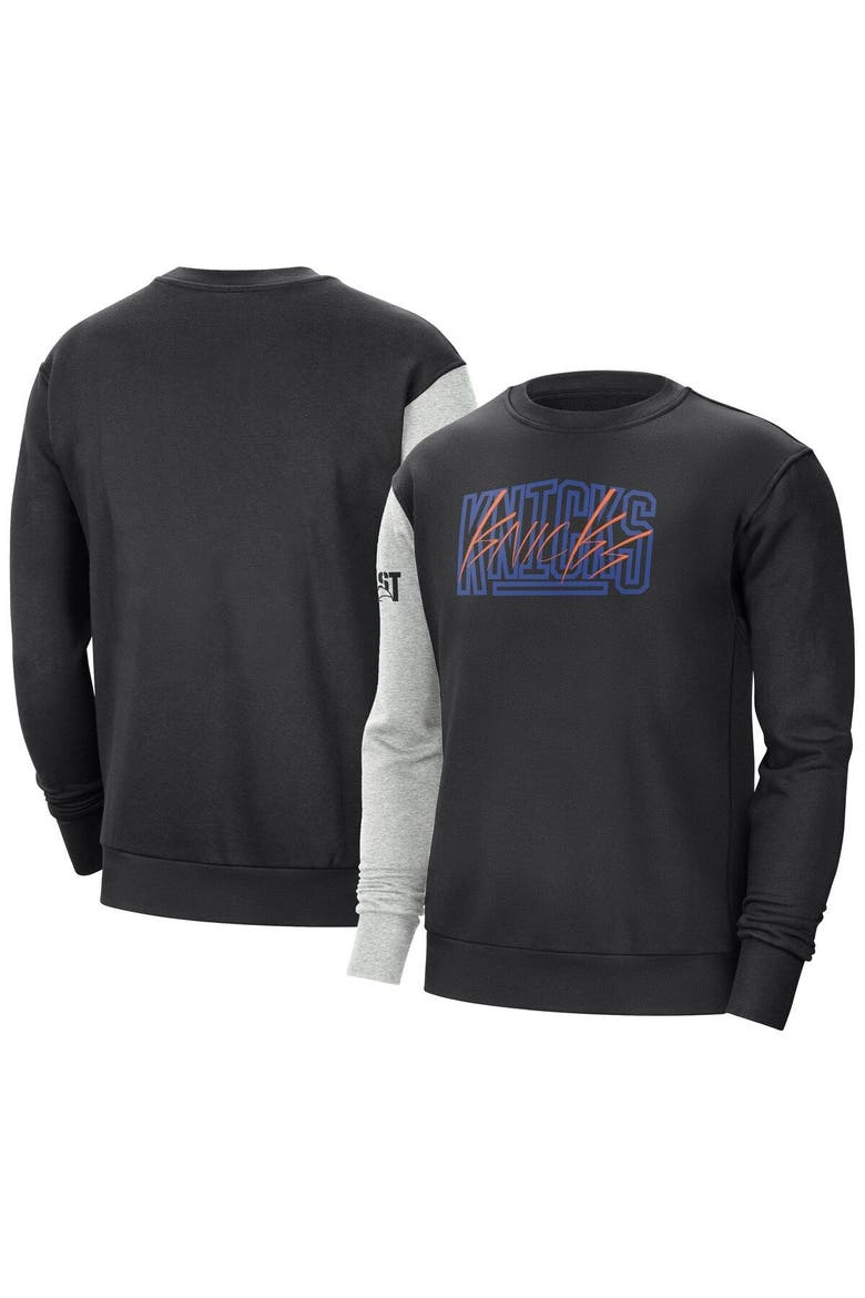 Men's Nike Black/Heather Gray New York Knicks Courtside Versus Force & Flight Pullover Sweatshirt, Main, color, Black