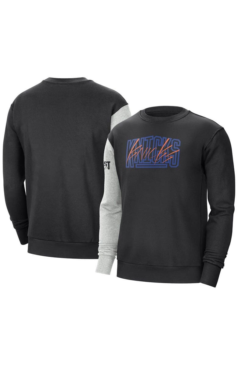 Nike Men's Nike Black/Heather Gray New York Knicks Courtside Versus Force & Flight Pullover Sweatshirt, Main, color, Black