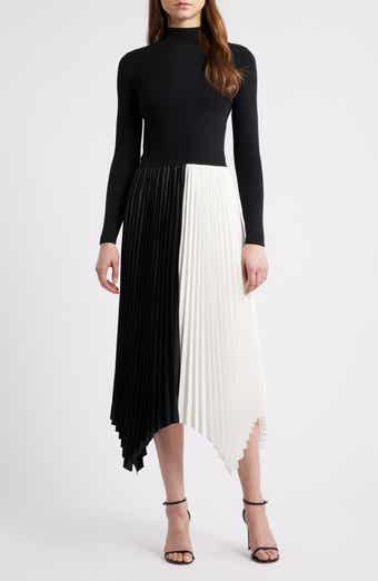 The Elsa Long Sleeve Mixed Media Midi Dress