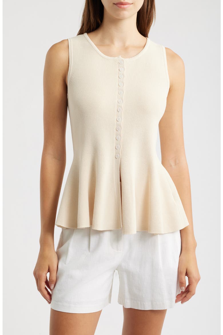 Puglia Knit Peplum Vest, Main, color, ECRU