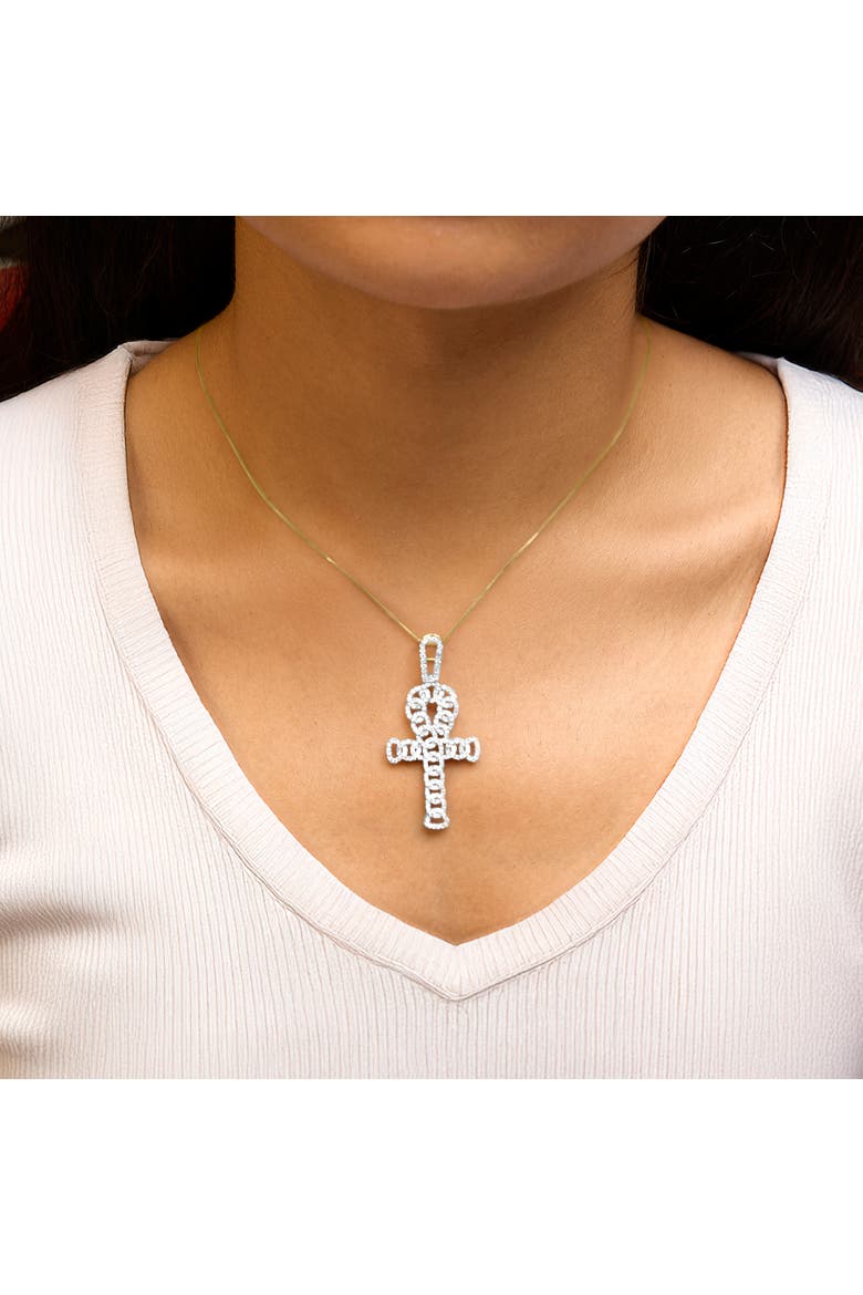 10K Yellow Gold 1.00 Cttw Ankh Cross Pendant, Alternate, color, Yellow