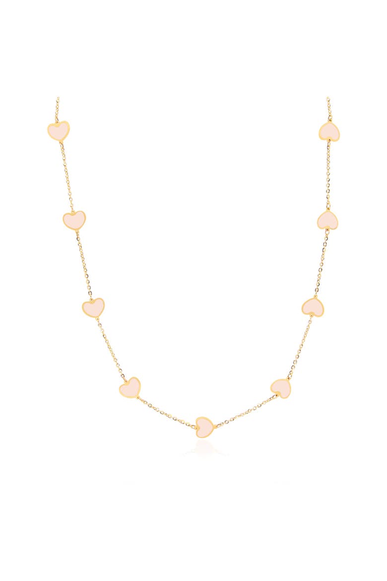 Pink Pearl Heart Station Necklace, Main, color, Pink Pearl