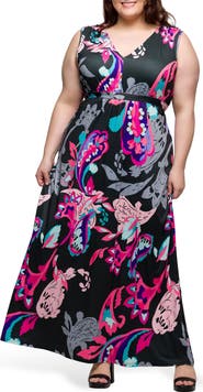 24seven Comfort Apparel V-Neck Sleeveless Maxi Dress
