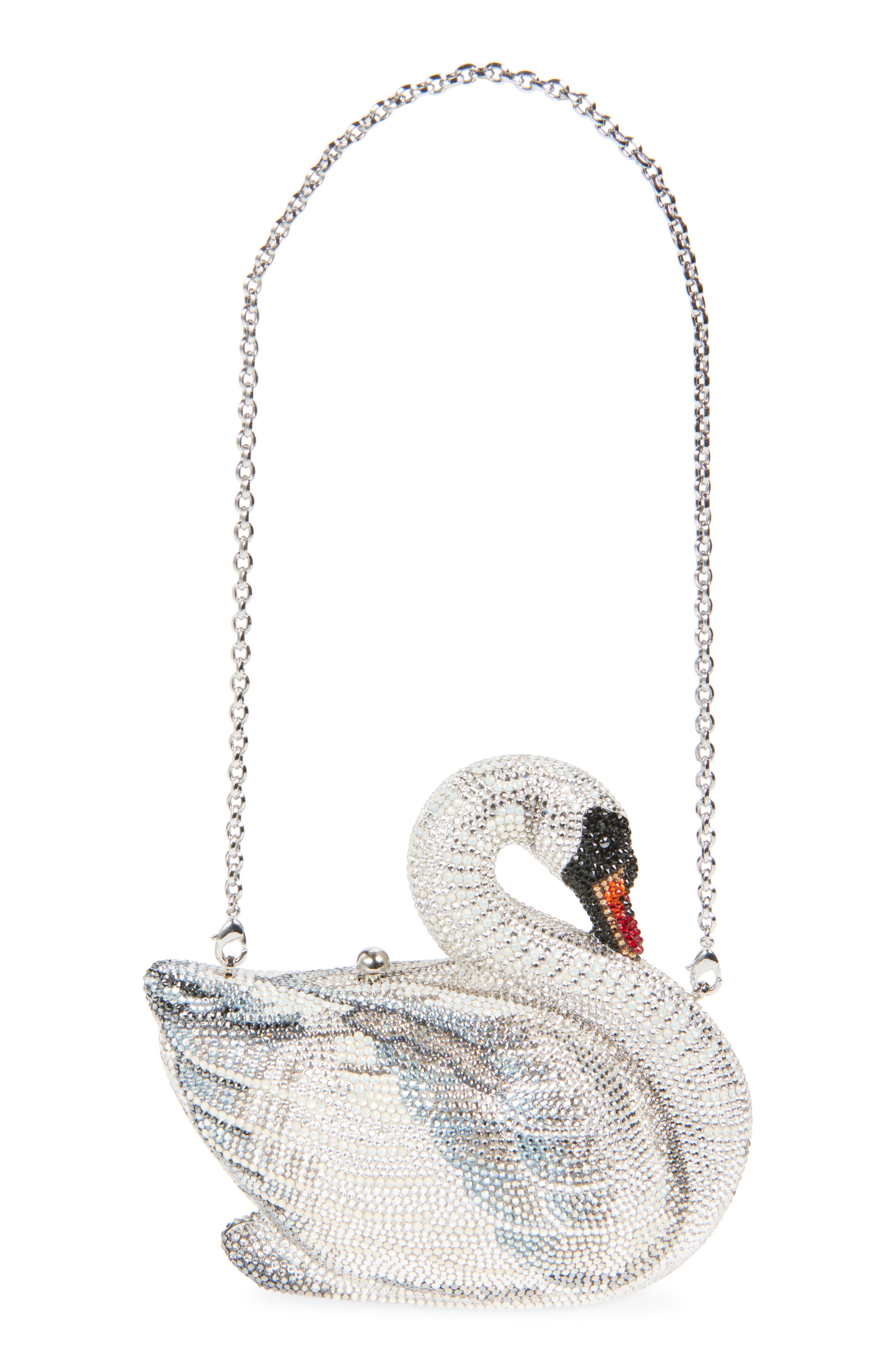 JUDITH LEIBER COUTURE Swan Odette Crystal Embellished Novelty Clutch, Alternate, color, 