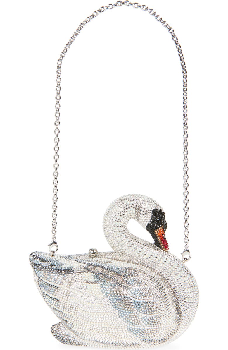 JUDITH LEIBER COUTURE Swan Odette Crystal Embellished Novelty Clutch, Alternate, color,