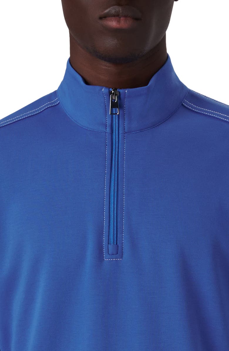 Bugatchi Quarter Zip Knit Pullover, Alternate, color, Classic Blue
