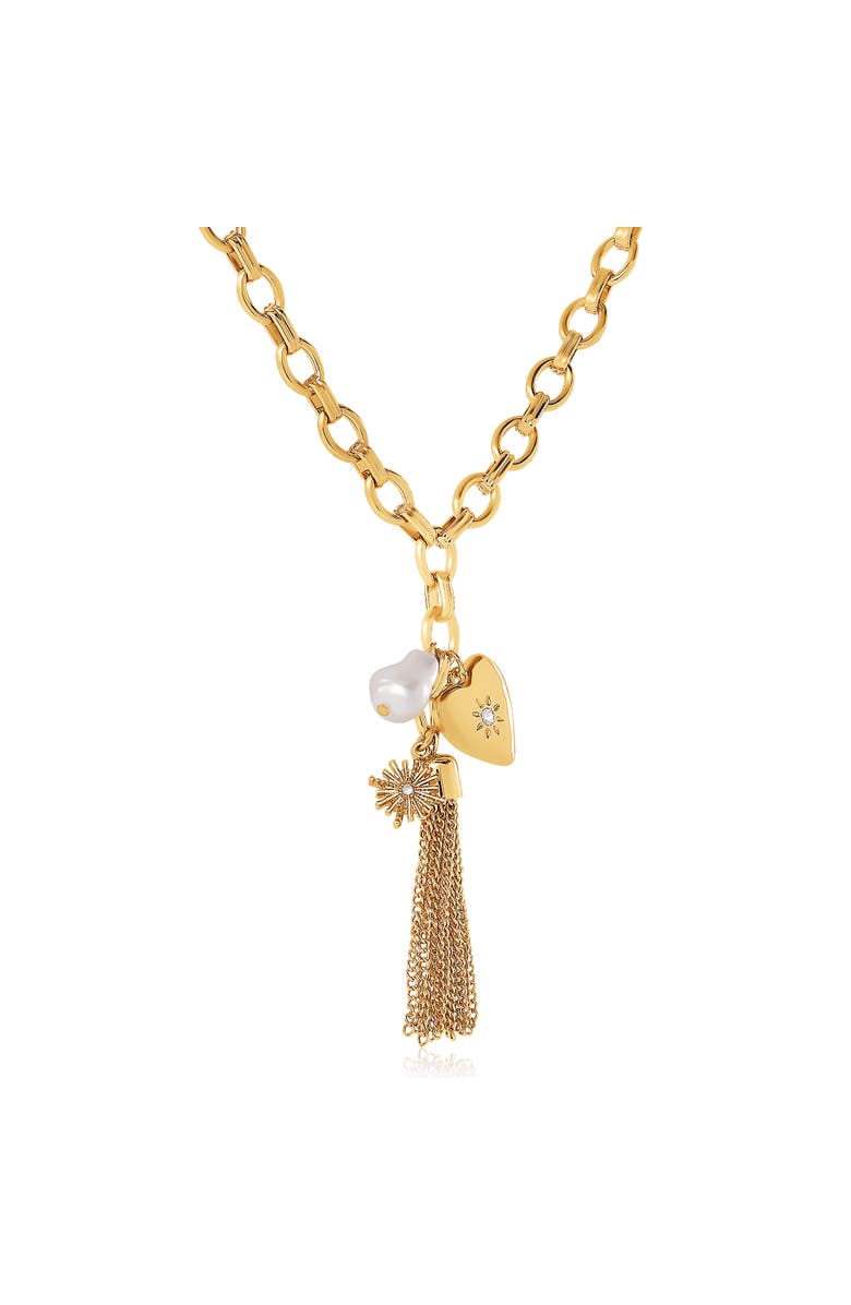 BCBG Generation Heart Charm Chunky Chain Necklace, Alternate, color,