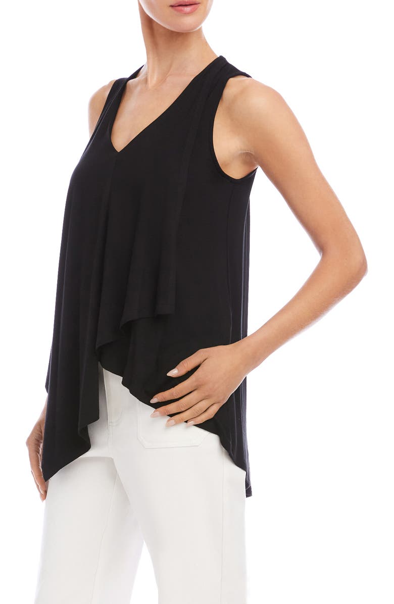 Karen Kane Drape Layered Asymmetric Tank, Alternate, color, Black