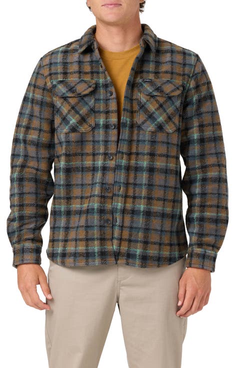 Outside Plaid Heavy Fleece Button-Up Overshirt