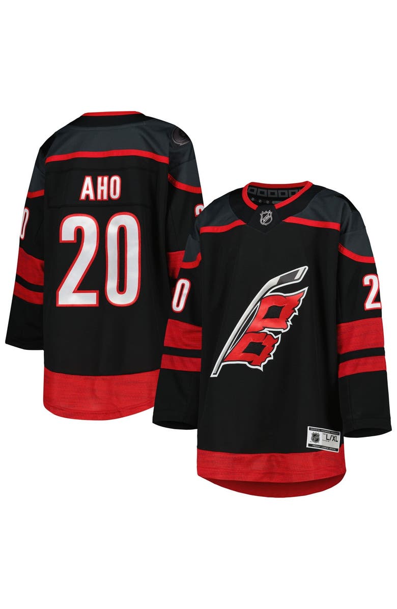Outerstuff Youth Sebastian Aho Black Carolina Hurricanes Home Premier Player Jersey, Alternate, color, Black