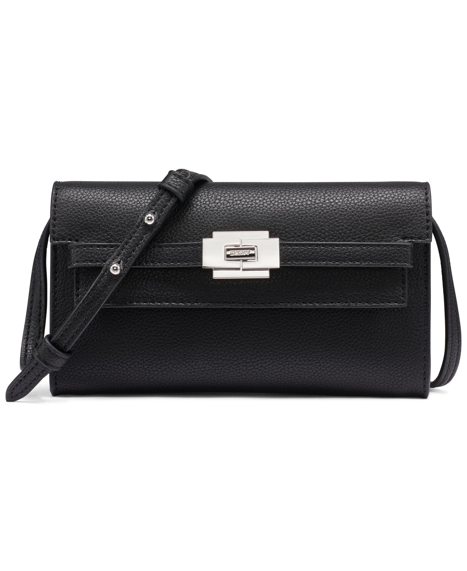 DKNY Bryar Wallet On A String, Main, color, Black/Silver