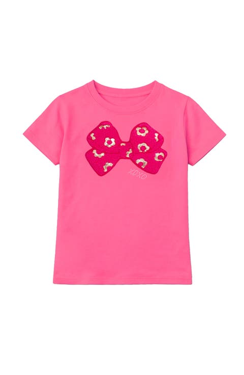Sequin Bow Applique Short Sleeve Tee