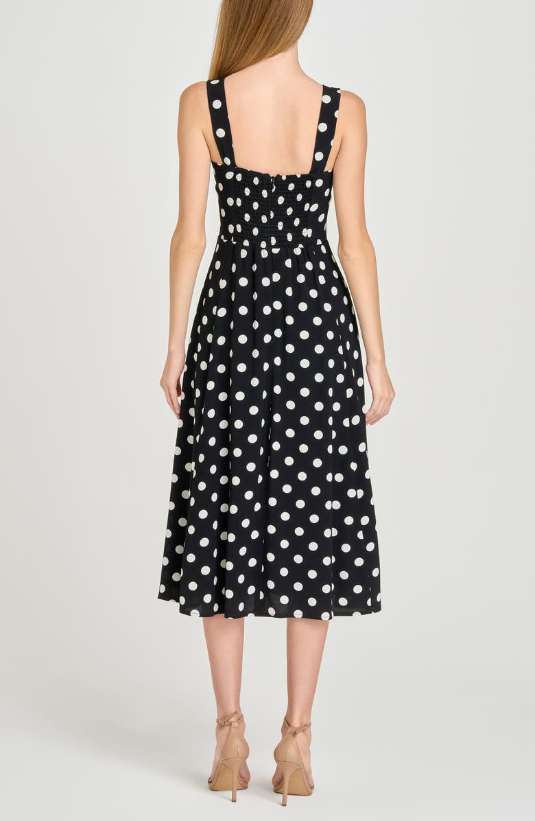 WAYF Leonie Polka Dot Corset Midi Dress, Alternate, color, Black Polka Dot