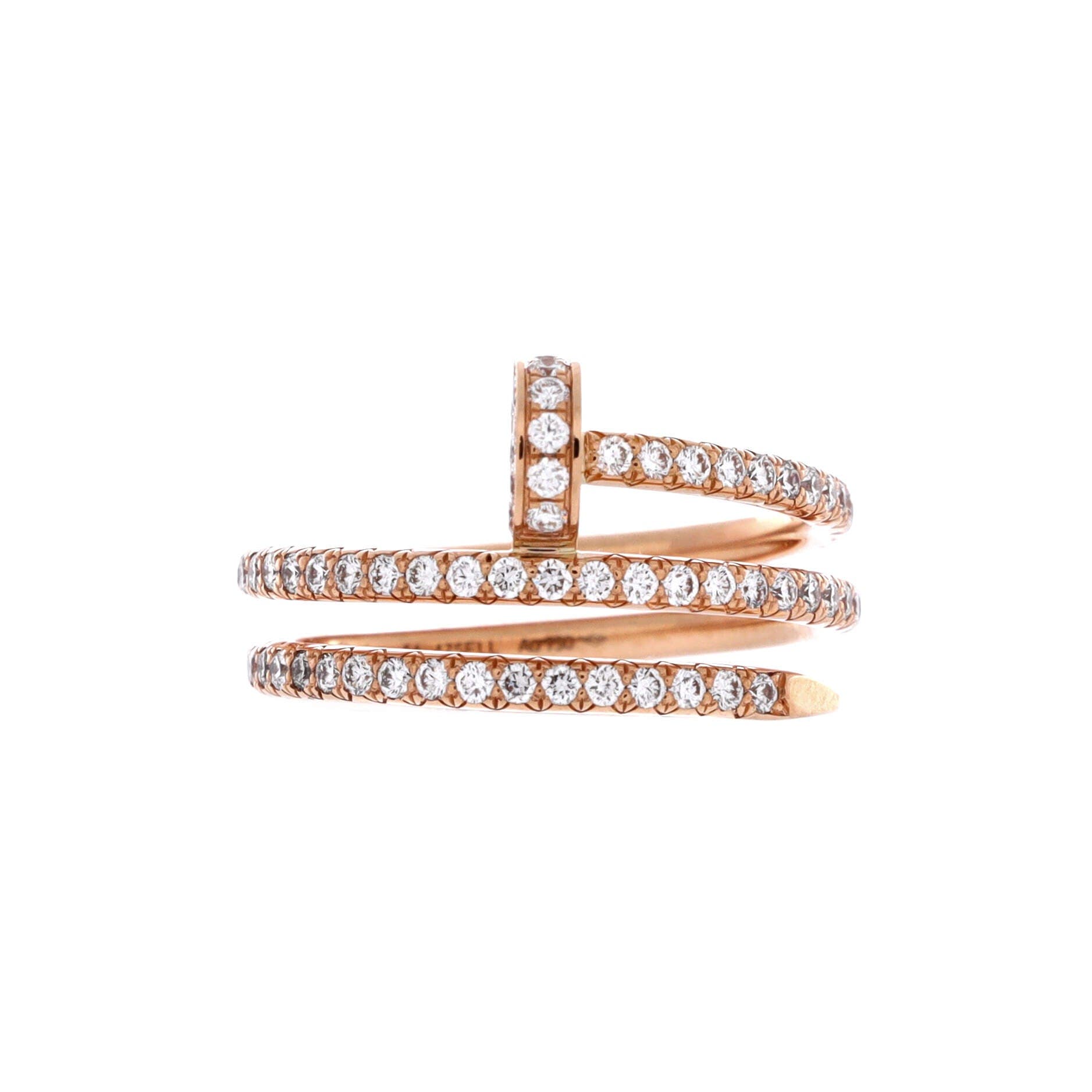 Juste un Clou Paved Double Ring 18K Rose Gold and Diamonds Small, Main, color, Metallic Gold