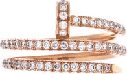 Pre-Owned Cartier Juste un Clou Paved Double Ring 18K Rose Gold and Diamonds Small