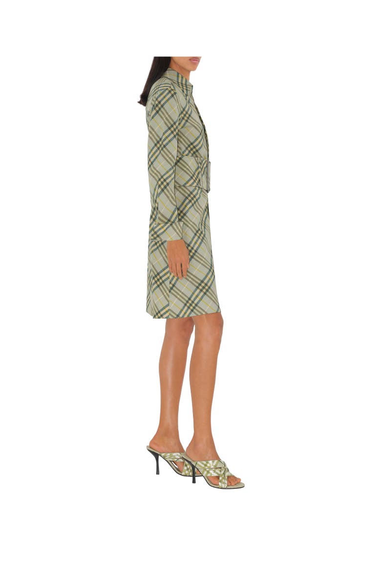 Check Stretch Linen Shirt Dress, Alternate, color, Breeze