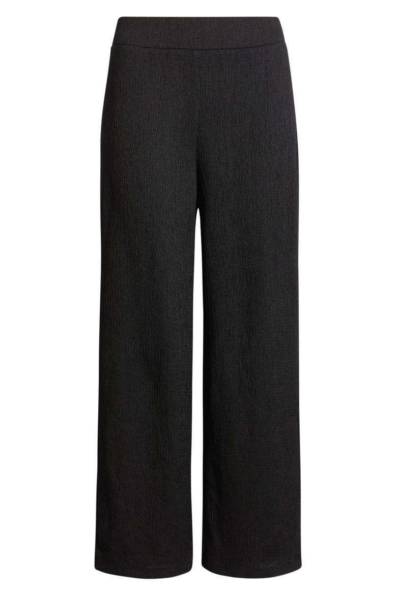 Crinkle Pull-On Ankle Wide Leg Pants, Alternate, color, ANNE BLACK