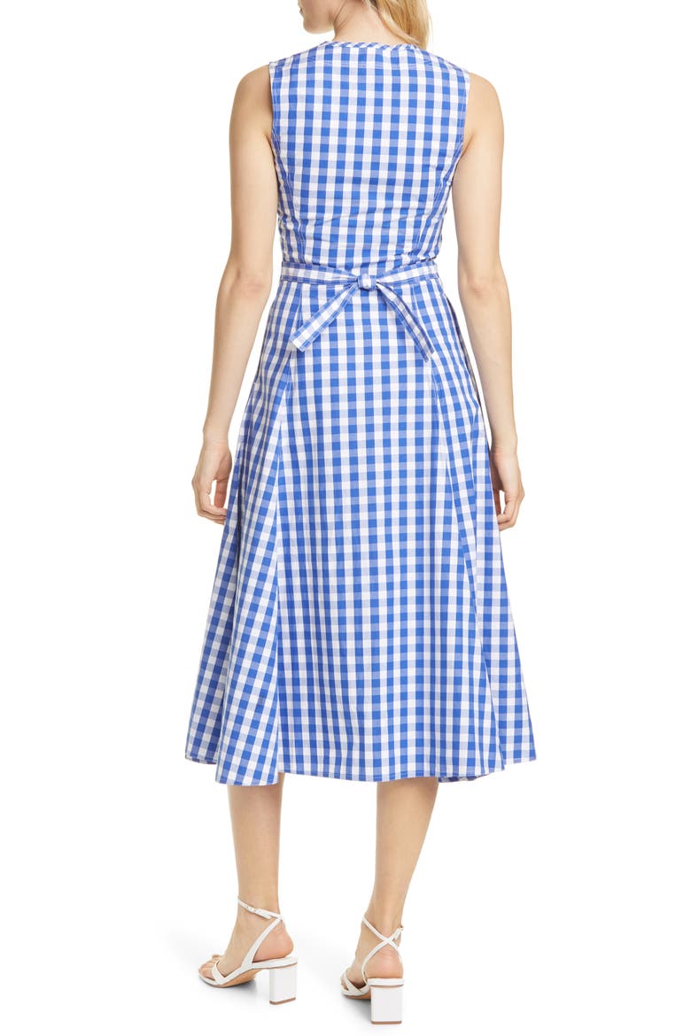 Gingham A-Line Dress, Alternate, color, 637B ROYAL/ WHITE